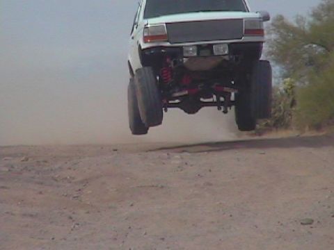 1992 Ford Bronco - This 1992 Ford Bronco is captured mid-air during a jump.