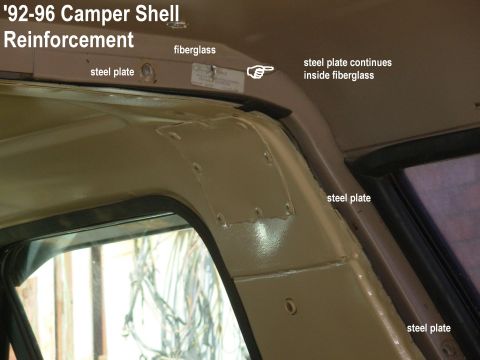 1983 Ford Bronco - '92-96 Bronco Camper ('92-96 F4TB9850200A??) Steel Reinforcement This plate is the forward end of the same cage that's visible at the bases…
