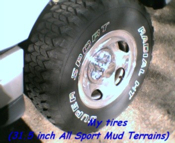 2000 Ford F-150 - Close-up of a truck tire and wheel, with text overlay indicating "My tires" and "SUPER MOTORS".