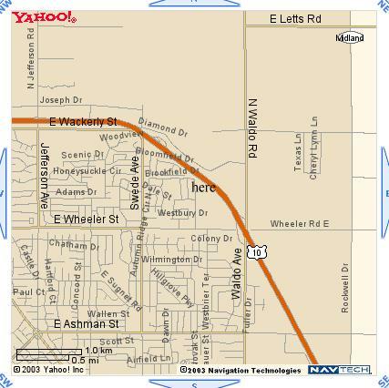 1993 Ford Bronco - Yahoo road map of a residential area, not a technical document.