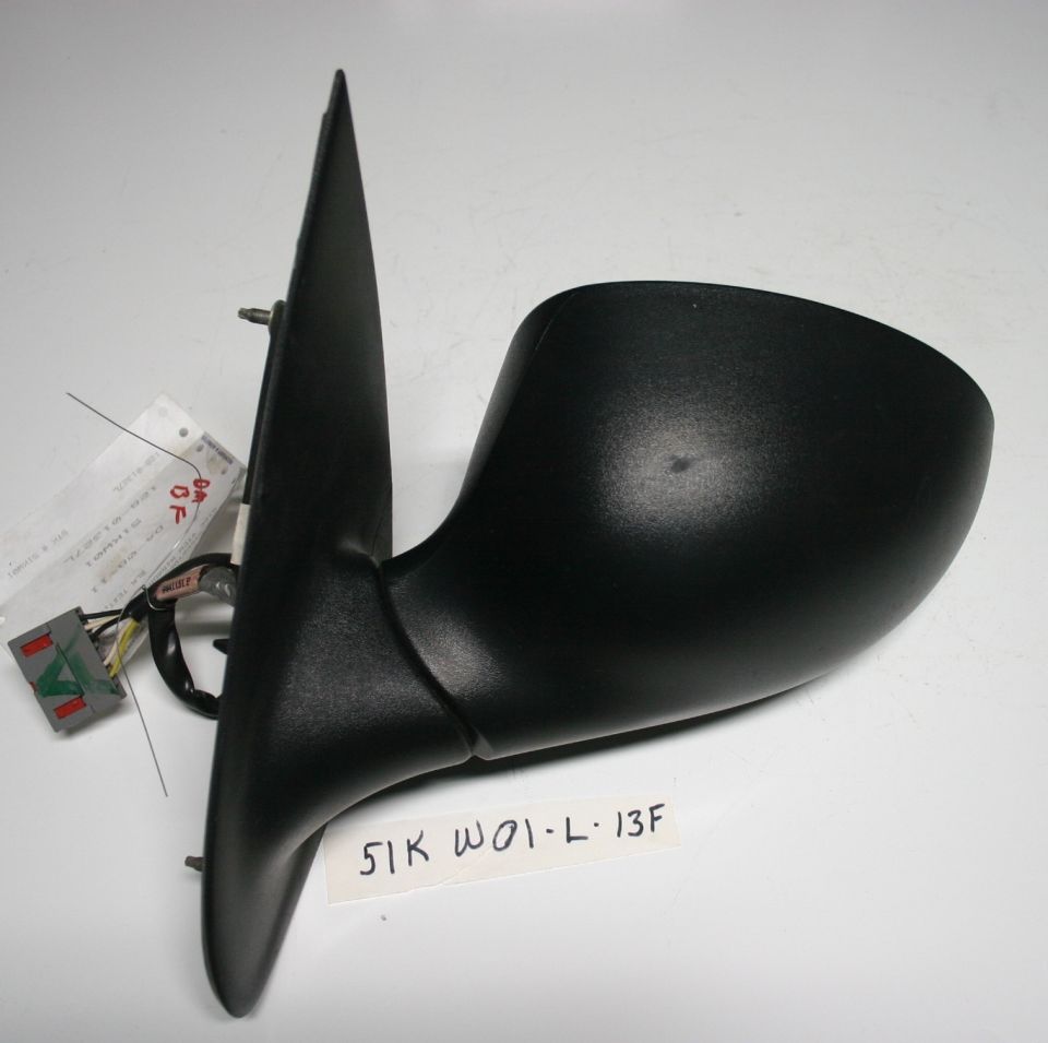 Black side mirror with wiring and label