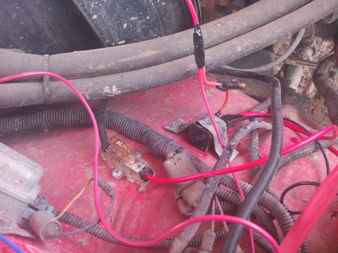 1979 Ford Bronco - Close-up view of wiring and a fuse holder in a vehicle's engine bay.