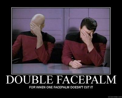 1982 Jeep Wagoneer - This meme depicts a 'double facepalm' situation with two characters from Star Trek: The Next Generation.