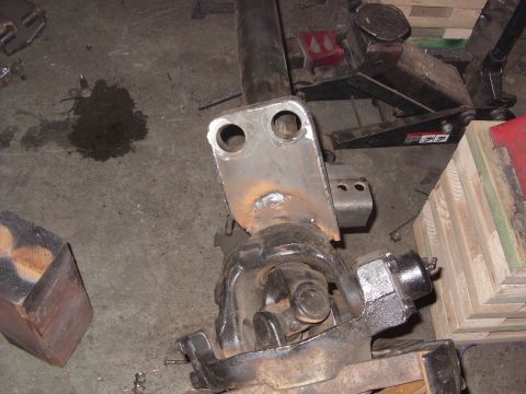 1967 Ford F-250 - Differential housing with a custom welded bracket and driveshaft component.