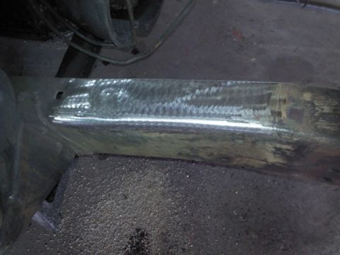 1967 Ford F-100 - Metal frame section showing recent welding work.