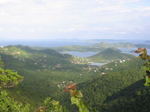 1992 Ford Bronco - A scenic view of islands and water, with vegetation in the foreground and a distant town.
