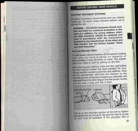 1996 Ford Bronco - '87 Bronco Owners Manual pg. 41