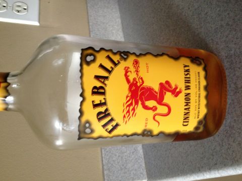 2007 Wellcraft 200 LT Fisherman - A bottle of Fireball Cinnamon Whisky is shown on a counter surface.