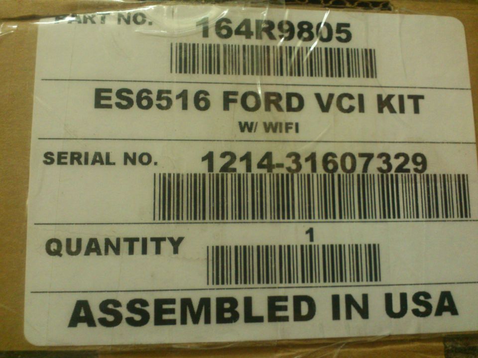 Box for a Ford VCI Kit with part number 164R9805 and serial number 1214-31607329