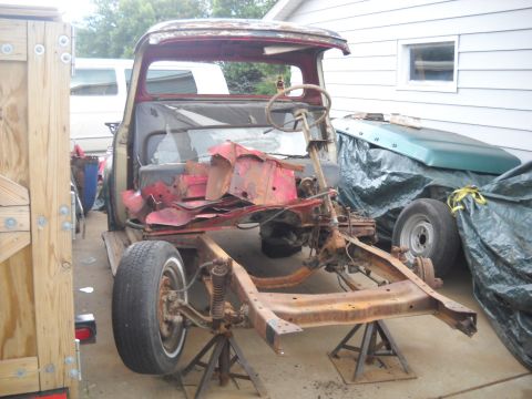 1954 Ford F-100 - 9-7-2012: I pulled the windshield and rear window. Then I cut out the firewall, cowl, A-pillars and dash today.