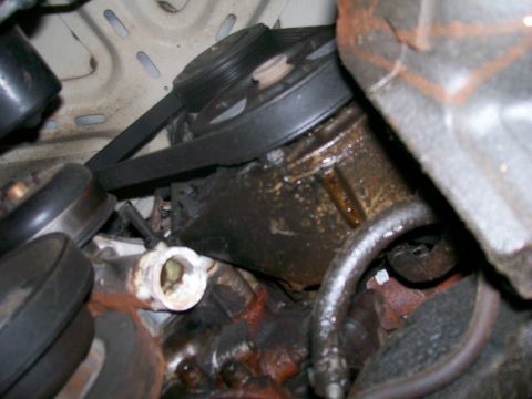 1990 Ford F-150 - I think the power steering pump has a leak, time for a Saginaw.