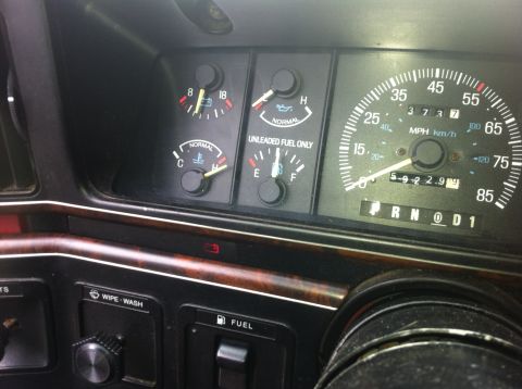 1990 Ford F-150 - Interior view of a 1990 Ford F-150 dashboard, displaying various gauges and the odometer.