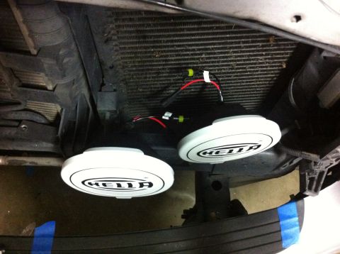 2005 Dodge 1500 - Installation of Hella HID lights in front of the radiator.