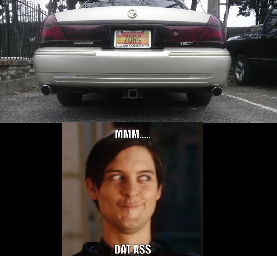 Rear of a 2000 Mercury Grand Marquis with a custom license plate