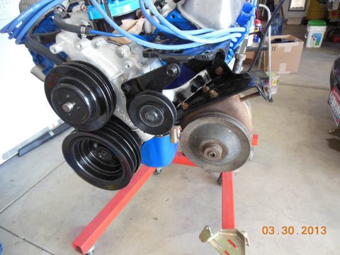 1979 Ford F-150 - Close-up of an engine assembly, mounted on an engine stand for work.