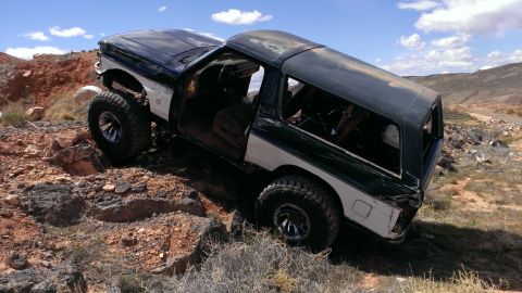 1994 Ford Bronco - This 1994 Ford Bronco navigates a challenging rocky landscape, its off-road capabilities.