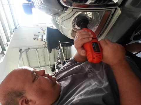 2007 Ford F-250 - Polishing the headlight on a 2007 Ford F-250.