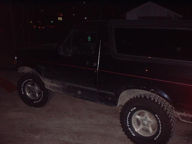 1993 Ford Bronco side view at night