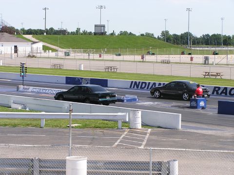 1993 Ford Taurus - Cars line up on the drag strip at Indianapolis Raceway Park.
