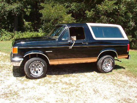 1989 Ford Bronco - This 1989 Ford Bronco is presented in a two-tone black and tan paint scheme.