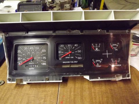 1981 Ford Bronco - This instrument cluster features a speedometer, tachometer, and various other gauges for monitoring vehicle functions.