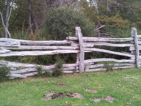 1986 Ford Bronco - A rustic wooden fence stands in a grassy area, with trees forming a backdrop. The "SUPERMOTORS" logo is visible in the corner.