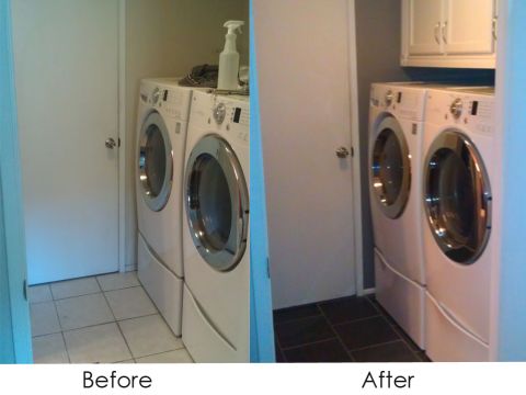 1989 Ford Bronco - A before and after comparison of a laundry room, showing washing machines.