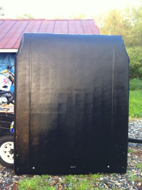 1979 Ford Ranchero - Hood of a vehicle, possibly a 1979 Ford Ranchero, is stored on a trailer.
