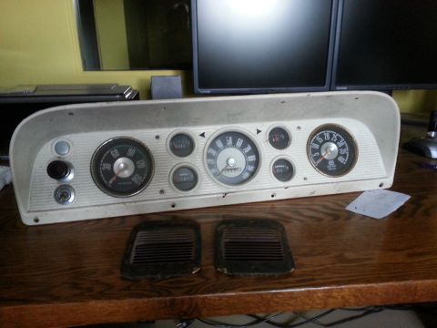 1967 Ford F-100 - Instrument cluster for a 1967 Ford F-100, a speedometer, fuel gauge, and oil pressure gauge.