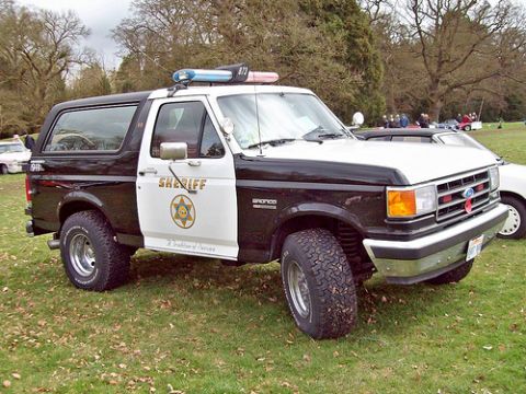 1994 Ford Bronco - This 1994 Ford Bronco served as a Sheriff's vehicle, a distinctive black and white livery and emergency lights.