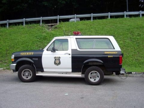 1994 Ford Bronco - This 1994 Ford Bronco is marked as a Sheriff's vehicle with emergency markings.