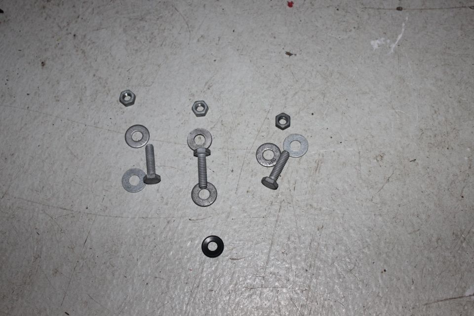 home depot galvanized nuts, washers, bolts and rubber washers.