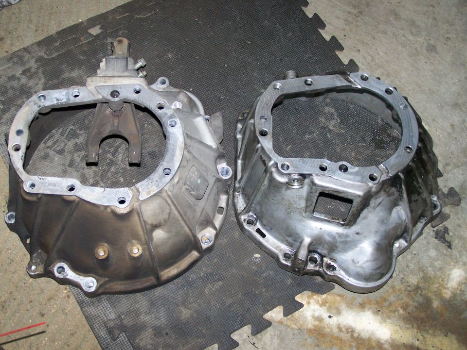 Two transmission bell housings side-by-side