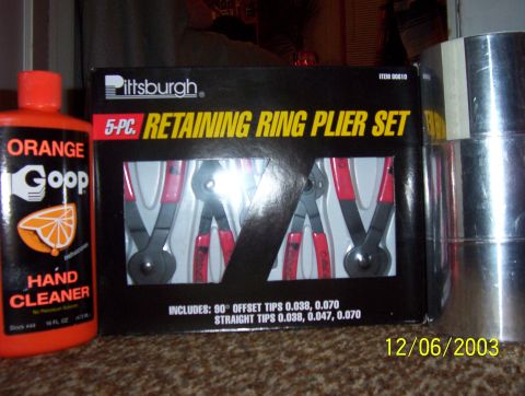 1987 Ford Bronco - Orange goo hand cleaner, 5-piece retainer ring pliers, and 3-pack of 3"x30yd aluminum tape. Prices weren't too bad either. Decent store to.…