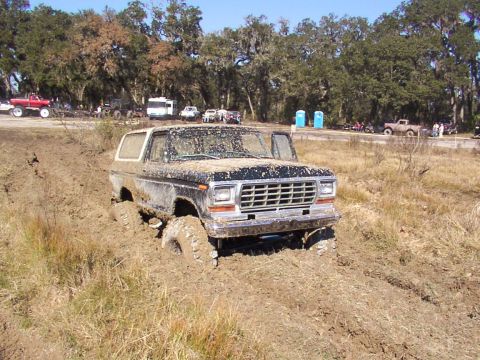 1991 Ford Bronco - This 1978 Ford Bronco is stuck deep in the mud during an off-road event.