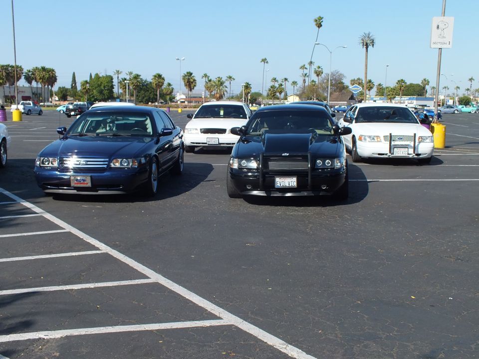 Dark sedan, black Dodge Charger and white sedans in a wide parking lot
