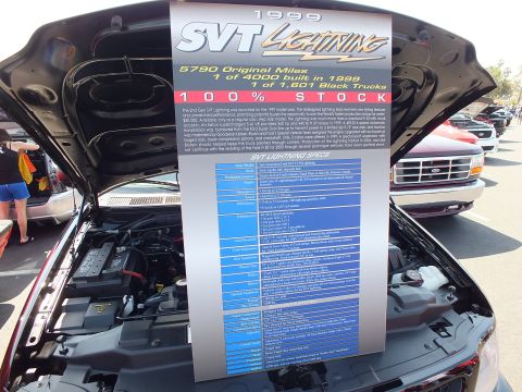 2003 Ford Crown Victoria - Car-show spec board for a 100% stock 1999 SVT Lightning (5790 miles; 1 of 4000 built, 1 of 1601 black): 2nd-gen, Eaton-supercharged 5.4L V8…
