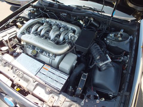 Ford SHO DOHC V6 engine bay with air box and spec decal
