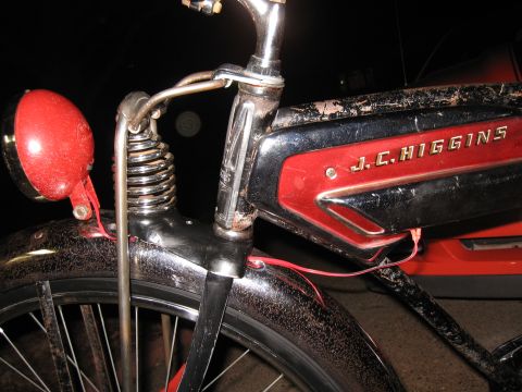 1994 Ford Bronco - Detail of a vintage J.C. Higgins bicycle, showing the distinctive frame and headlight.