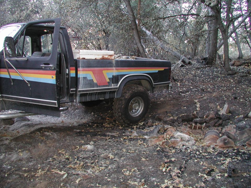 Spreading sandbags/gravelbags and pulling down trees...