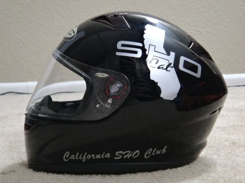 1995 Ford Taurus - A black motorcycle helmet features a "SHO Cal" graphic overlaying the shape of California, with "California SHO Club" text on the lower edg…