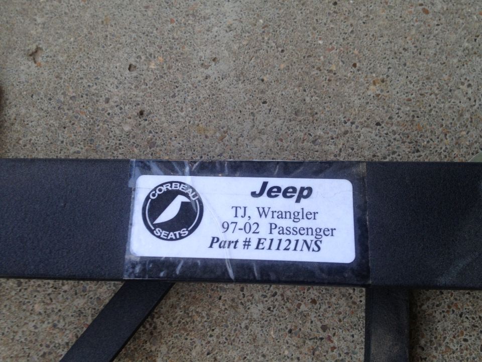 Jeep TJ Wrangler 97-02 passenger seat part label with Corbeau Seats logo