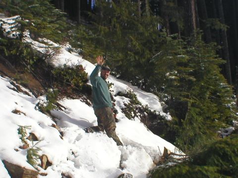 1978 Ford Bronco - A man waves from a snowy slope in a wooded area, with the Supermotors.net logo visible at the bottom right.