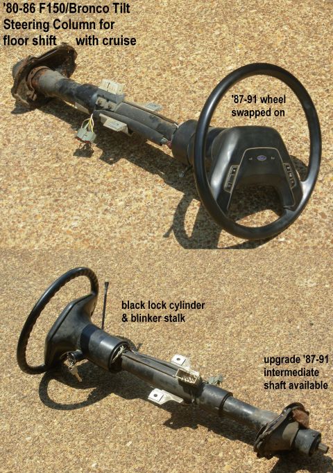 1983 Ford Bronco - Steering Column from my old '83 body, removed working IF THE IMAGE IS TOO SMALL, click it. The gray connector for turn/hazard/horn/cruise h…
