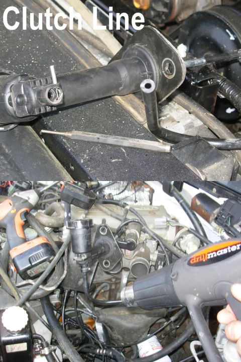 1983 Ford Bronco - The clutch line is retained by a roll pin, and the nylon tube can be bent using a heat gun.