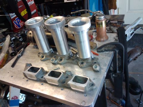 1995 Ford Probe - Custom intake manifold with velocity stacks and ports, likely for an engine build or modification.