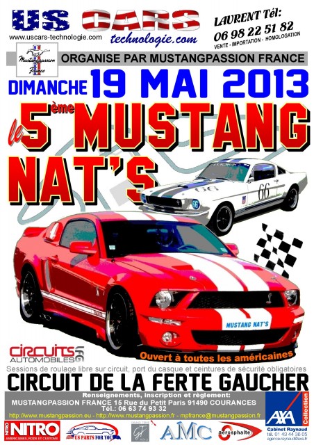 1991 Ford LTD Crown Victoria - Promotional poster for a 2013 Ford Mustang gathering at Circuit de la Ferte Gaucher.
