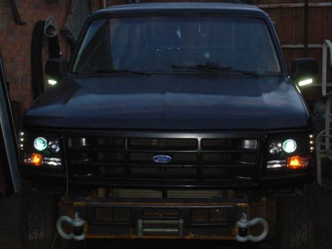 1983 Ford Bronco - The under-mirror LED cornering/off-road lights are now working, and they're MUCH brighter than they appear in this pic. They're aimed down…