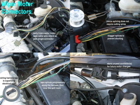 1983 Ford Bronco - Wiper Motor Connectors IF THE IMAGE IS TOO SMALL, click it. To make swapping wiper motors easier, splice the other connector(s) onto the or…