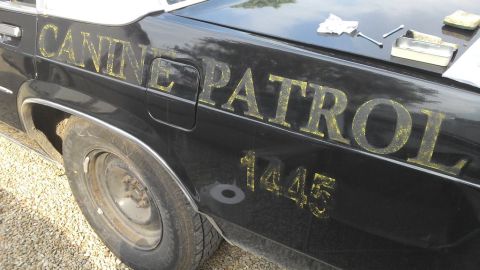 1991 Ford LTD Crown Victoria - Car with 'CANINE PATROL 1445' text on the side, possibly a former police vehicle.